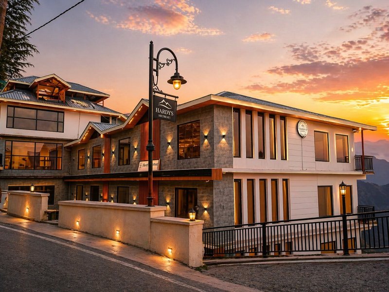 Hardys Retreat Chail — luxury boutique mountain homestay at sunset, Koti, Himachal Pradesh